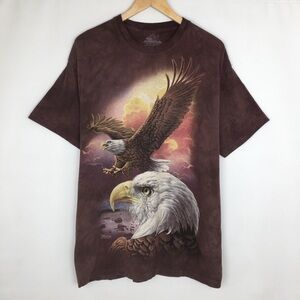 The Mountain Men’s Tee 3D Eagle Graphic Purple Tie Dye Acid Wash T-Shirt Size L